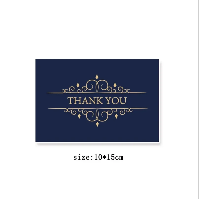 4pcs/lot blue BronzingTHANK YOU business greeting card exhibition wedding invitation card half fold card to send white envelope