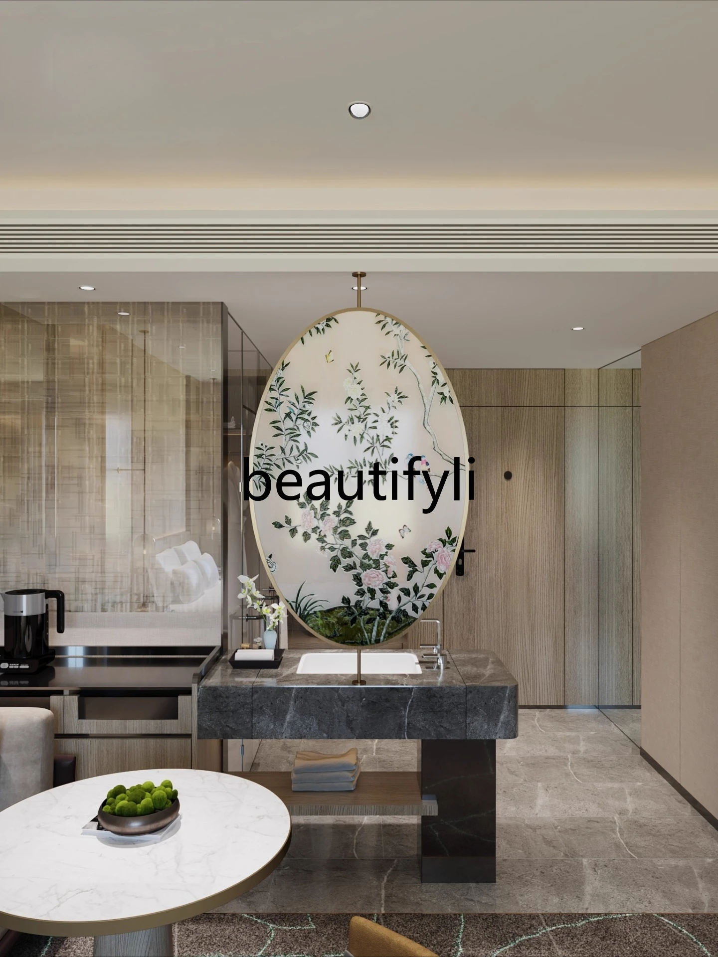 

Bedroom Glass Hand-Painted Painting Living Room Entrance Hallway Partition High-End Blocking