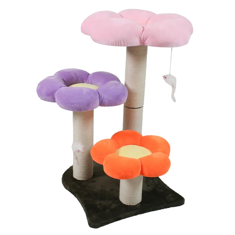 Custom Flower Cat Tree Tower With Scratching Posts Tall Cat Tree With Perches For Play