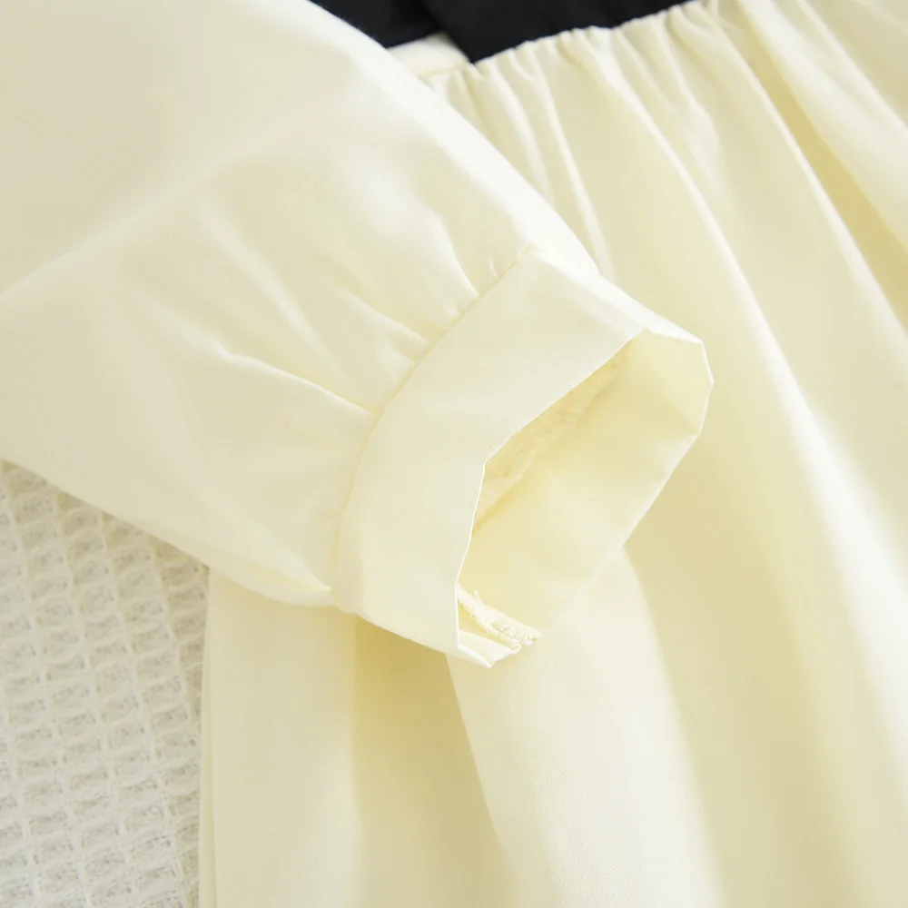 Bär Führer Schmetterling Knoten Farbe Blockiert Mädchen Kleider Herbst Neue Lange Ärmeln Revers Prinzessin Kleid Koreanische Version Kinder Kleidung – Detail 9