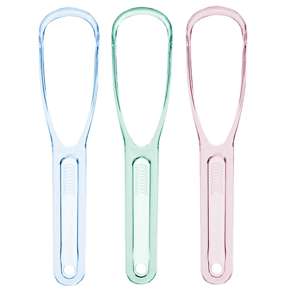 

3pcs Tongue Cleaner Adult Kids Men Plastic Coating Scrapers Bad Breath Oral Tongue Cleaner For Ergonomic Handle
