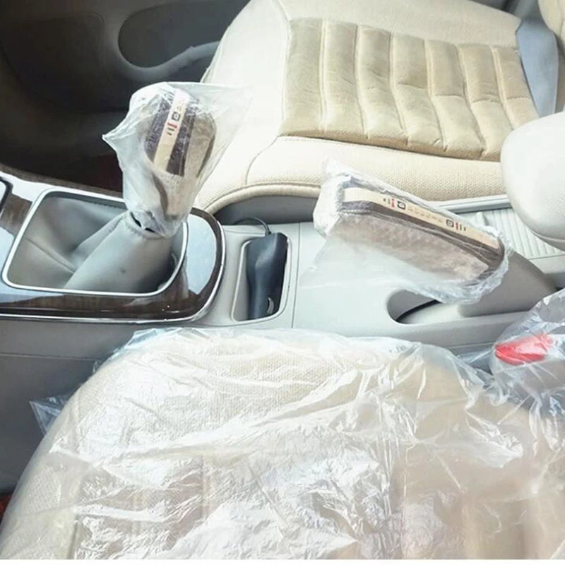 Universal Car Disposable PE Plastic Soft Seat Cover Waterproof Car Repair Protective Cover Disposable Steering Wheel