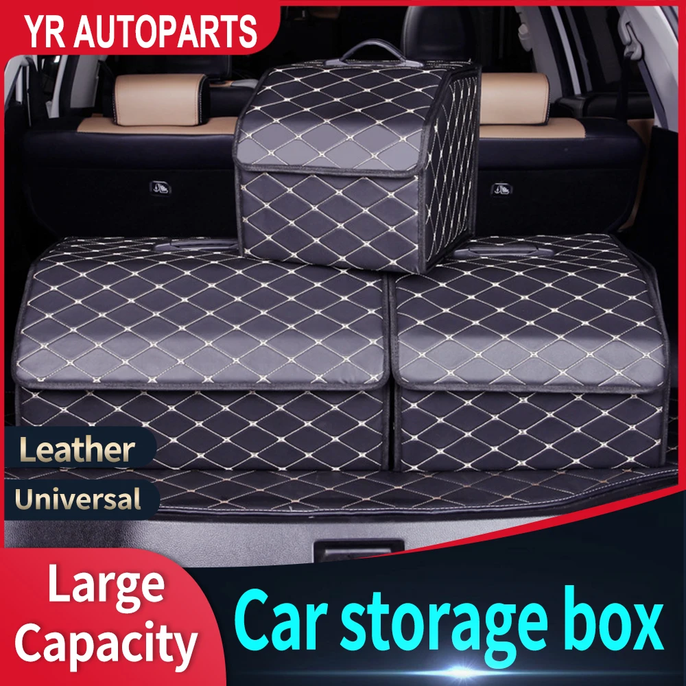 Car Trunk Organizer Box Large Capacity Auto Multiuse Tools Storage Bag Stowing Tidying Leather Folding For Emergency Storage Box