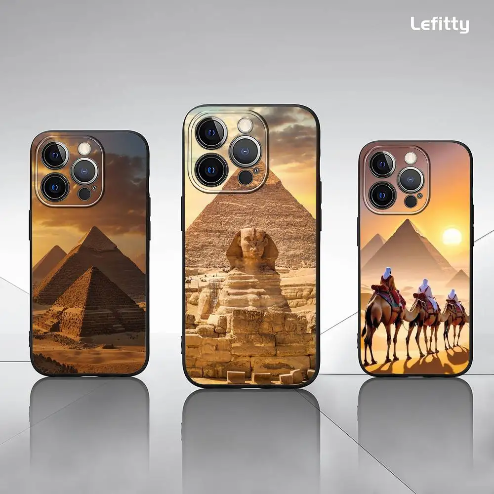 

The Egyptian Pyramids Phone Case For IPhone 16 15 14 13 Pro Max Plus Mini Frosted Soft Shell Funda Shockproof Cases