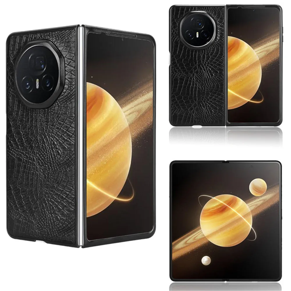 لهواوي الشرف ماجيك V3 فيوجن جلد التمساح الملمس بولي Leather الجلود + حافظة صلبة للكمبيوتر الشخصي لهاتف Honor Magic V3 Coque #4