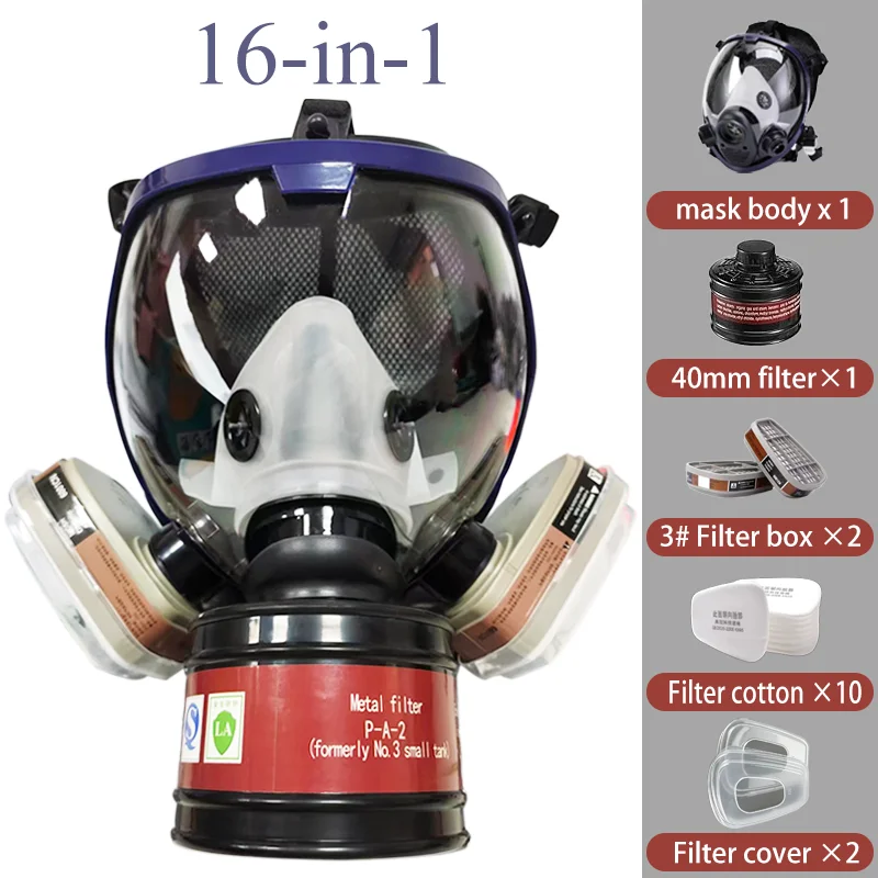 Spherical Anti-Impact Mask, Anti-Poison Mask with 40mm Multi-Purpose Filter,Full Face Mask for,Dust,Toxic Gases,Paint Particles