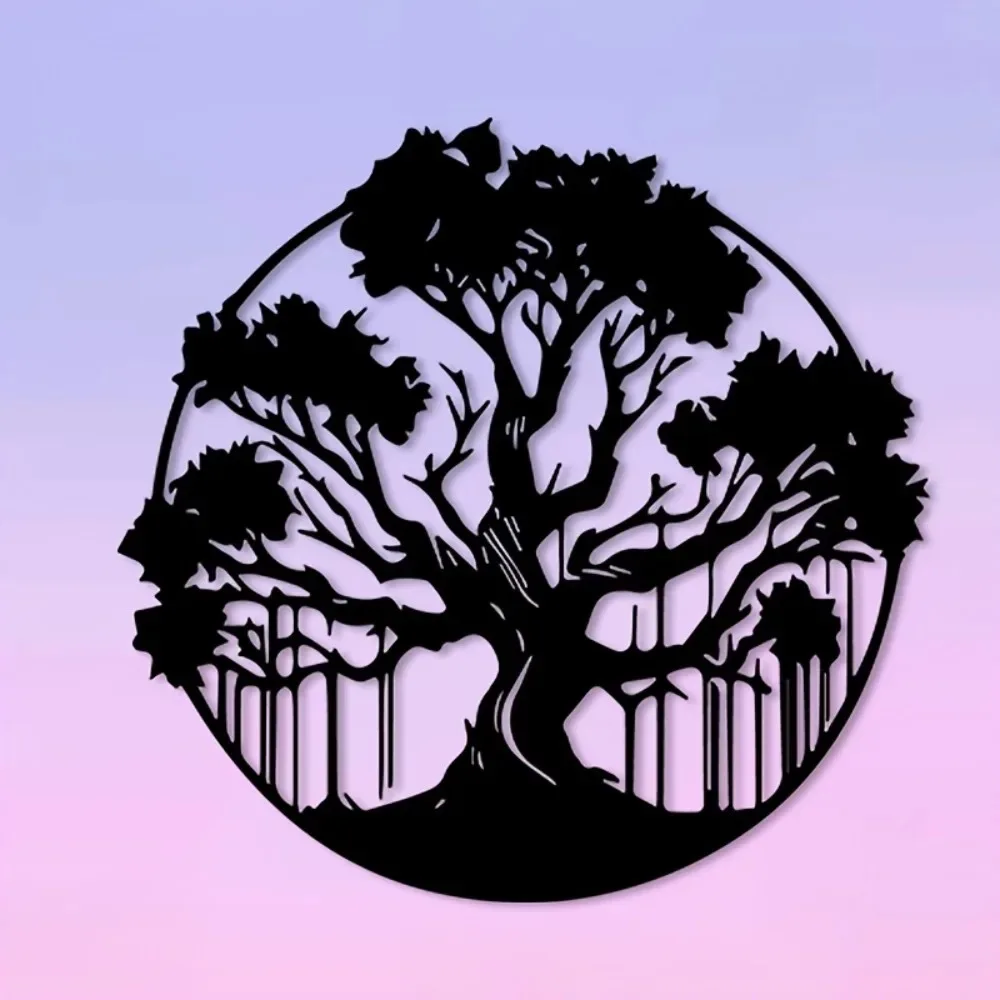 1PC Tree of Life Metal Wall Art Nature Style Aluminum Plate Artwork Home Indoor Outdoor Living Room Garden Wall Hanging Decor Or
