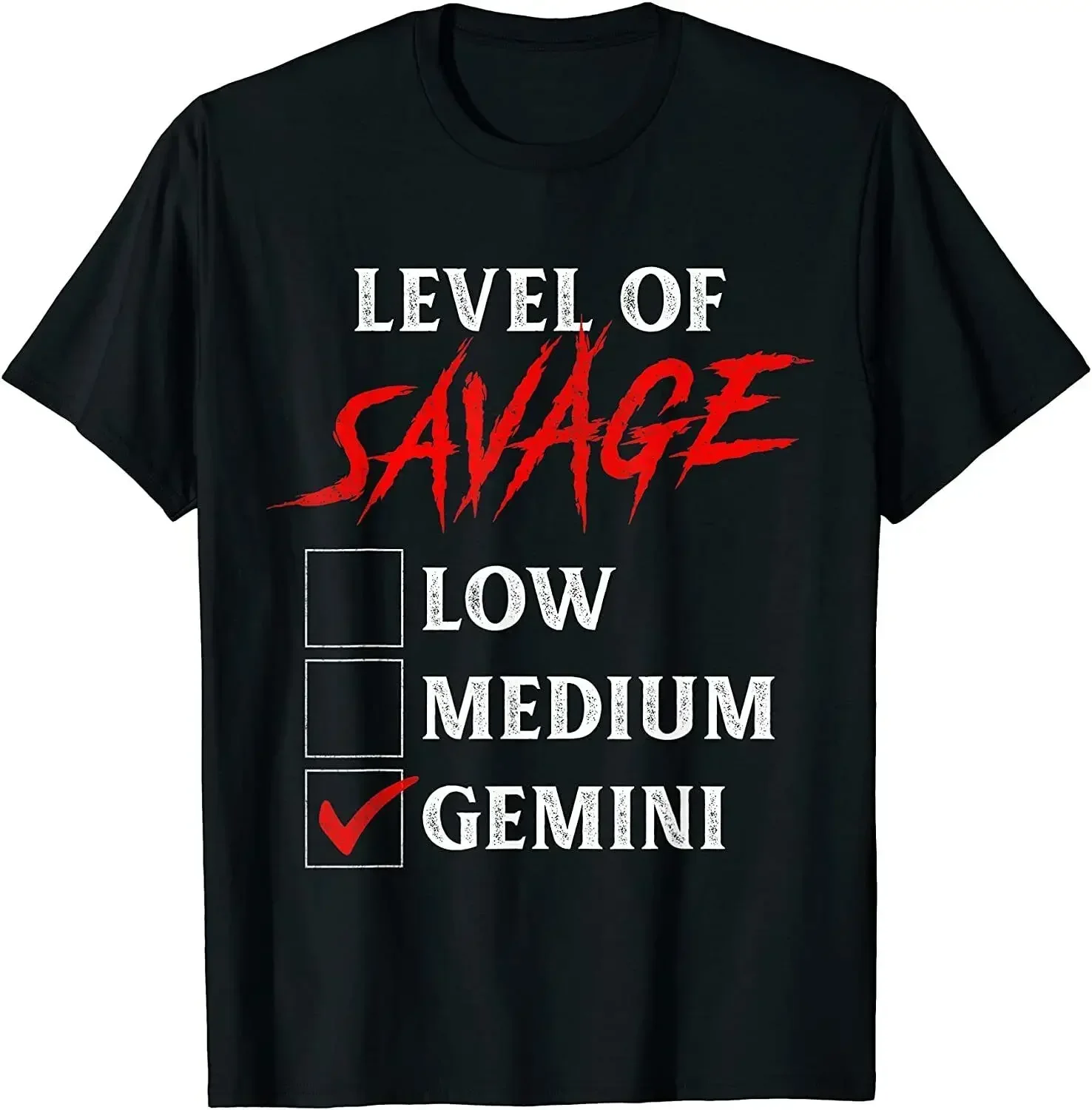 

Рубашка Gemini Level Of Savage, забавная хлопковая футболка с круглым вырезом, мужские повседневные футболки с короткими рукавами, топы, уличная одежда в стиле Харадзюку
