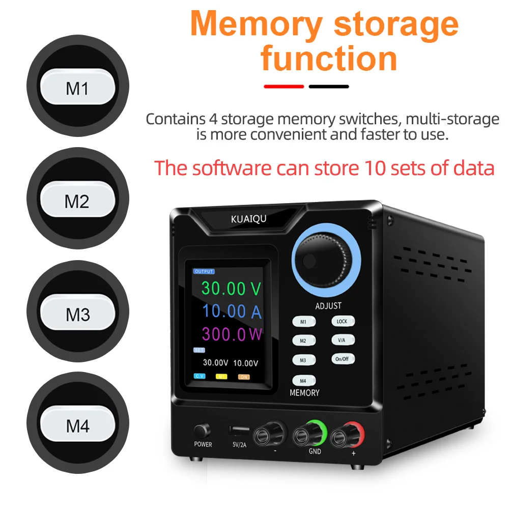 RS-232 Port DC Lab Programmable Adjustable Power Supply 30V 10A 60V 5A 120V 3A Voltage Regulator Memory Function Data Storage