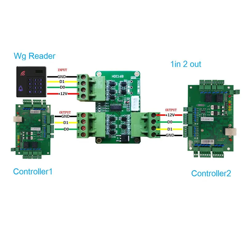 Multi Way Wiegand Format Converter 2 In 1 out Or 1 In 2 out Auto Recognize WG26~WG80 Format Suit For Access Control System