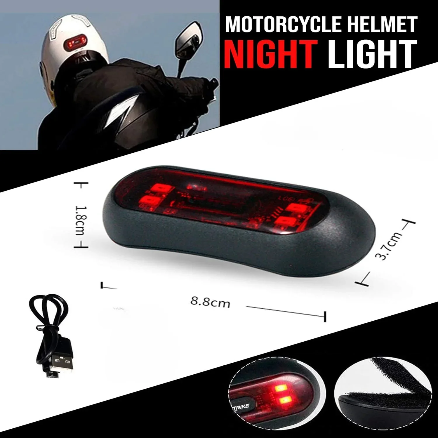 Waterproof Bike Helmet Light Night Riding Safety Warn Tail Light LED Motorcycle Bike Bicycle Helmet Light Rechargeable Battery