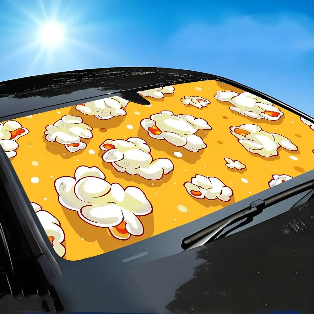 Popcorn Pattern Car SunShade Windscreen Cover Windshield Car Window Sun Shade Auto Visor Car Accessories