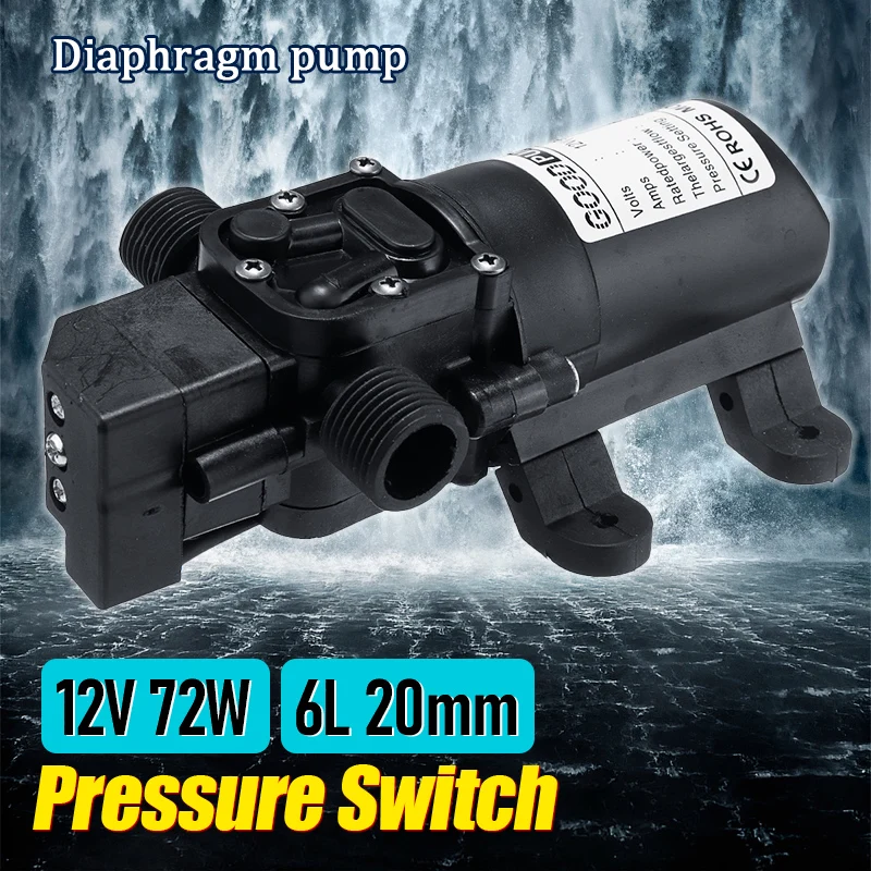 تيار مستمر 12 فولت 130PSI 6L/دقيقة (مضخة مياه كهربائية سوداء مايكرو ارتفاع ضغط الحجاب الحاجز الذاتي فتيلة التبريد غسيل السيارات مضخة مياه البخاخ