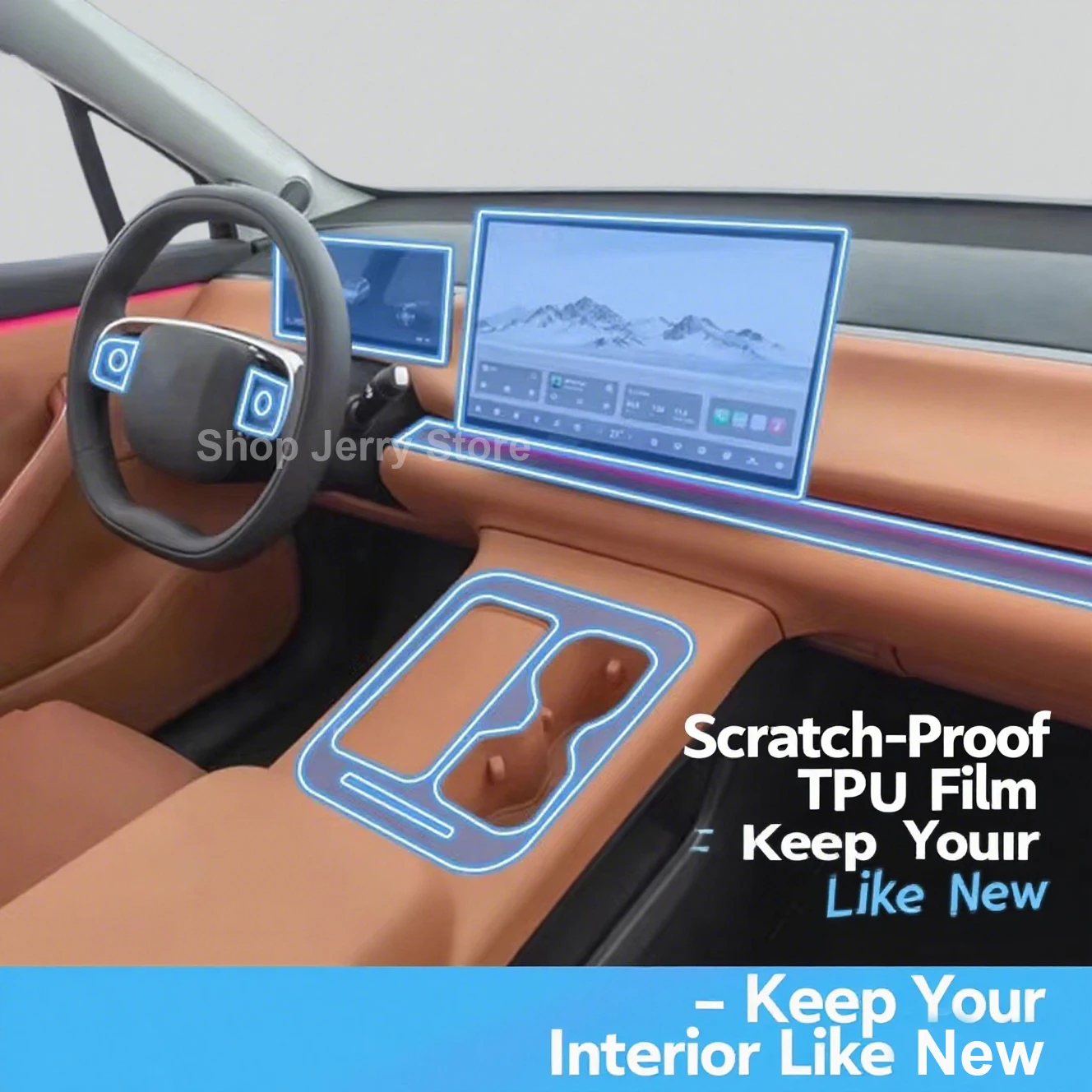 

For LEAPMOTOR C10 2024 Car Interior Gearbox Center Console Transparent TPU Protective Film Anti scratch Repair Car Stickers