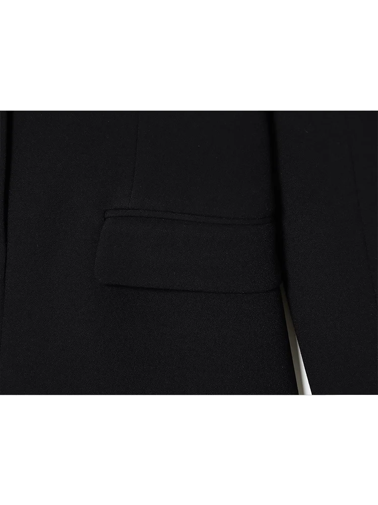 TFMLN المرأة السترة لصق ميدي فستان موضة جديدة الخامس الرقبة دعوى تقسم ركاب فستان طويل أنيق الإناث أنيق OL وتتسابق