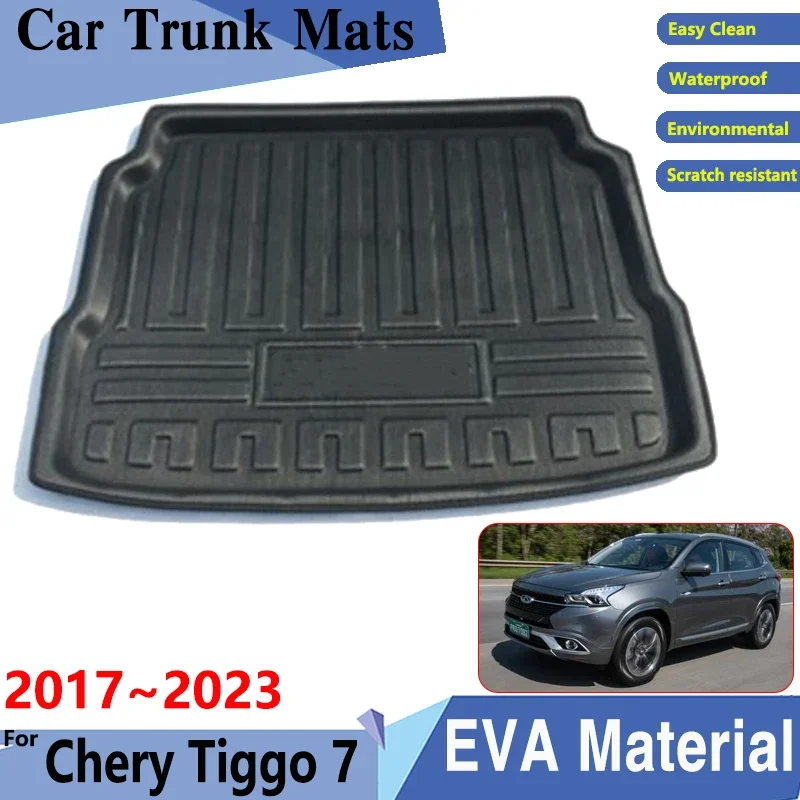 Car Trunk Mats For Chery Tiggo 7 Pro Plus Chirey Fownix T15 2017~2023 2022 Car Trunk Mats Trunk Rear Anti-dirty Pad Accessories