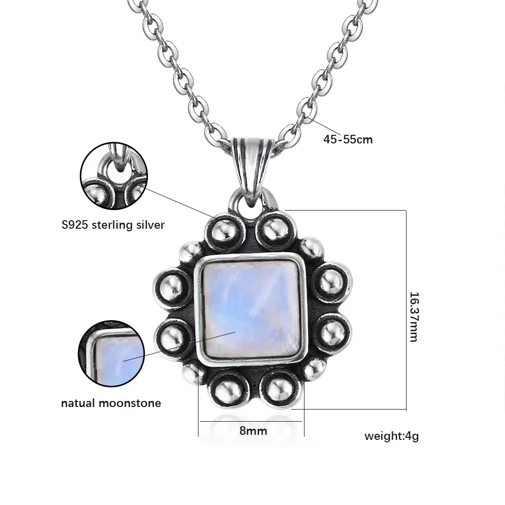 Women's 9k Geometric Kite Shape Moonstone Silver Pendant