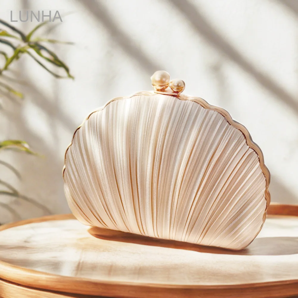 

Womens Evening Bag Elegant Shell Clutch Stylish Pleated Banquet Party Wedding Dress Cheongsam Clutch Bags