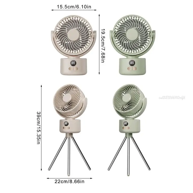 27RB Portable Tripod Camping Fan 3600mAh Rechargeable Digital Display USB Powered Cooling Fan For Home And Adventure