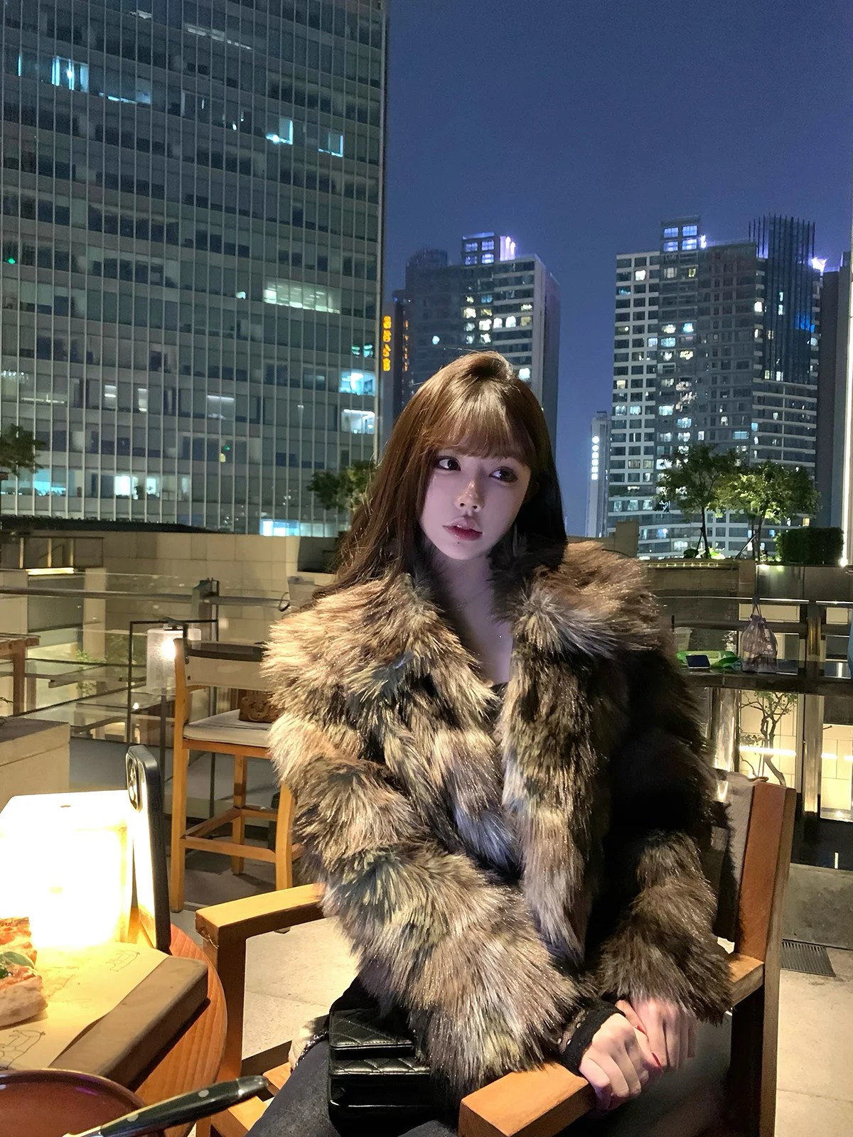 

Eco-Friendly adient Color Blo Women's Fur Coat Warm Sli Commute Sle Stand Fit Winter Faion Slimming Top