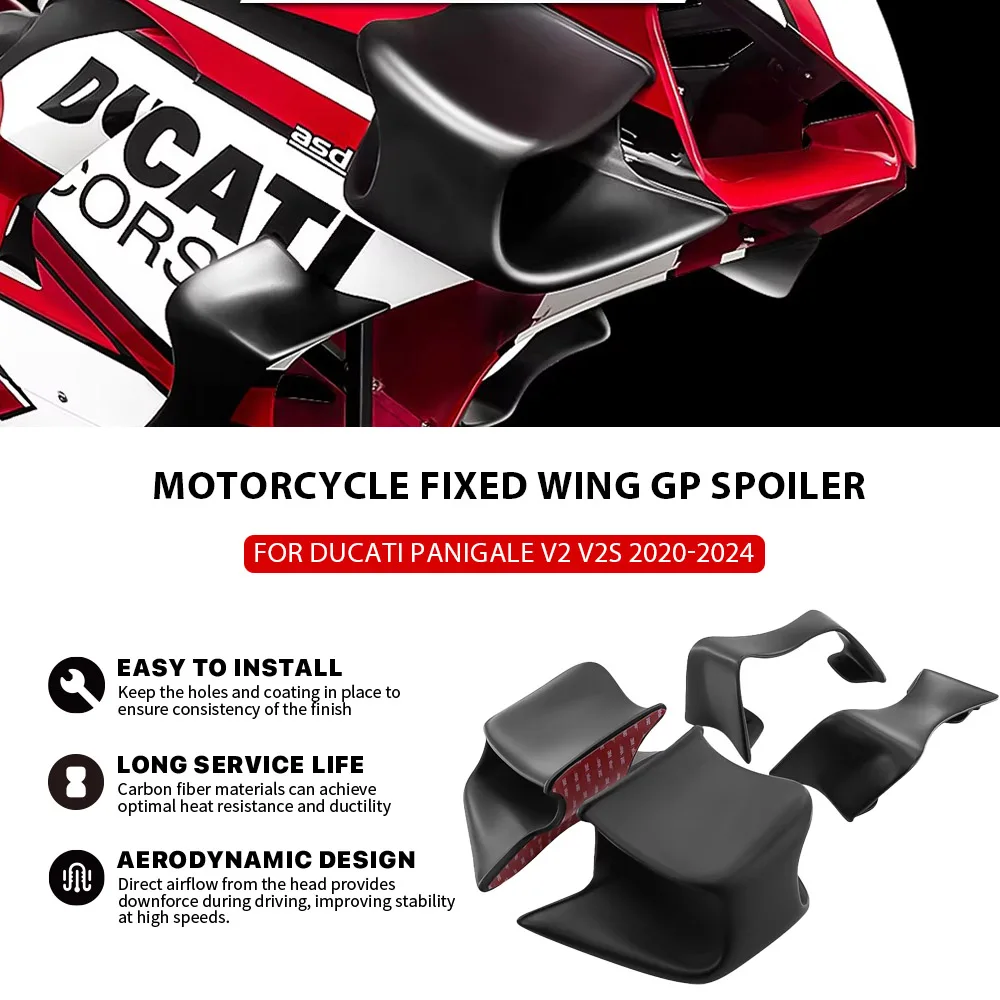 

For Ducati GP Panigale V2 V2S GP 2020 2021 2022 2023 2024 Fixed Wing Kit Aerodynamic Moto Same Fixed Wing Spoiler ABS black