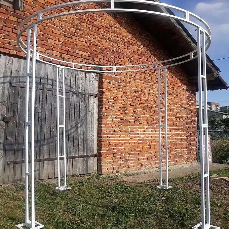 Gebogener Hochzeitsbogen aus Metall, Blumenständer für Zeremonien-Hintergrund, Verlobungsfeier, Außendekoration – Detail 3