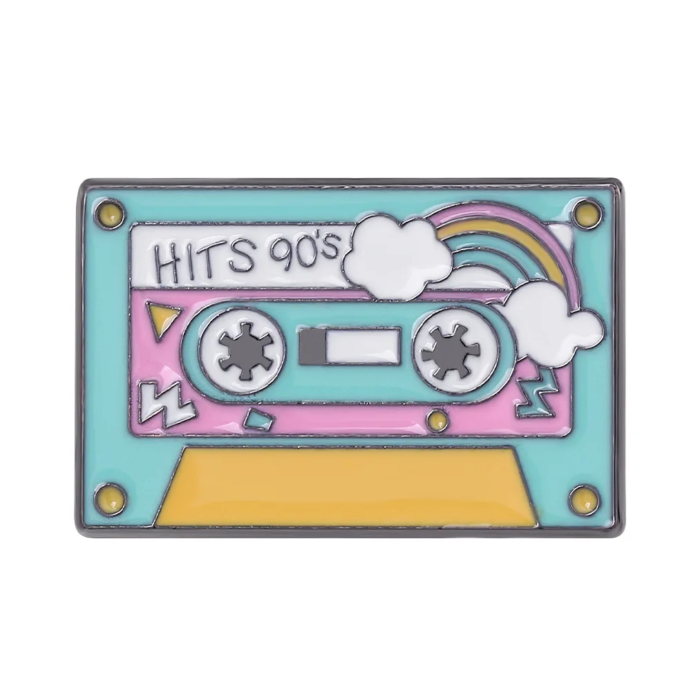 Cassette Tape Rainbow Pin Hits 90s Nostalgia Music Brooch for Girl Backpack Acces Teen Jewelry