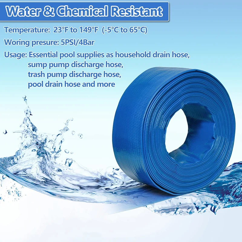 20m High-Pressure PVC Layflat Irrigation Hose 1 Inch Diameter for Farm and Garden Water-Saving Irrigation