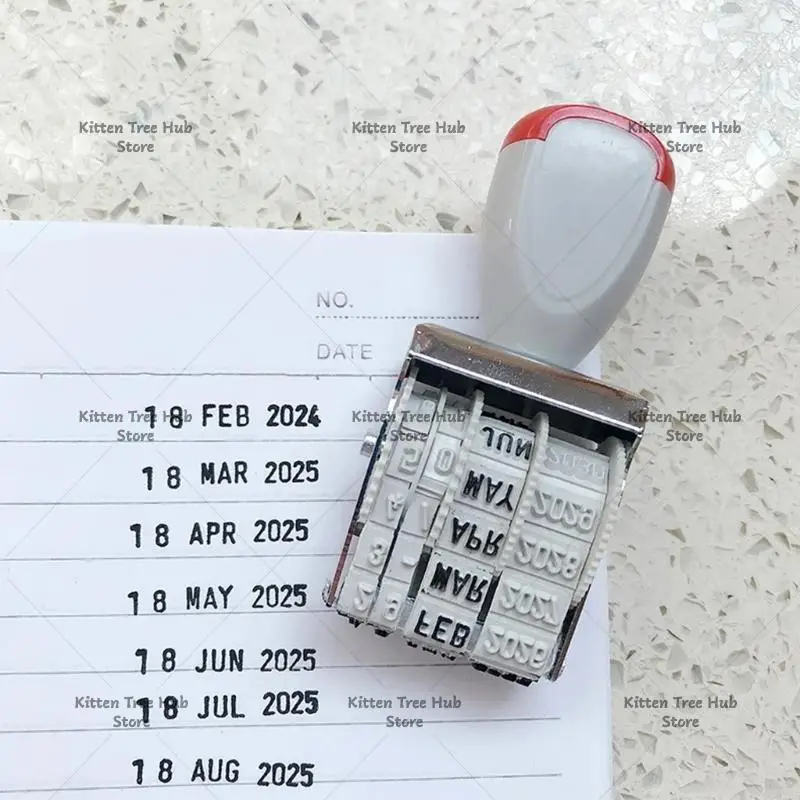 Rubber Stamp Line Dater English Date Stamp Office Rotating Rubber English Date for Scrapbooking