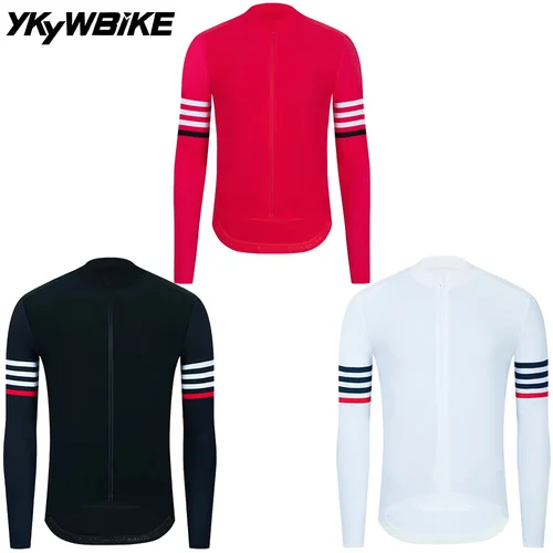 Imagen 2 del producto YKYWBIKE otoño hombres ciclismo Jersey fino polar bicicleta chaqueta de manga larga 10-20 ° C Ropa térmica para bicicleta de carretera Camiseta deportiva