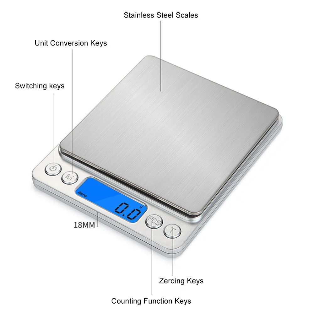 Digital Kitchen Scale with Tray 3000g/ 0.1g Small Jewelry Scale Food Scales Weight Gram and Oz Digital Gram Scale with LCD/ Tare