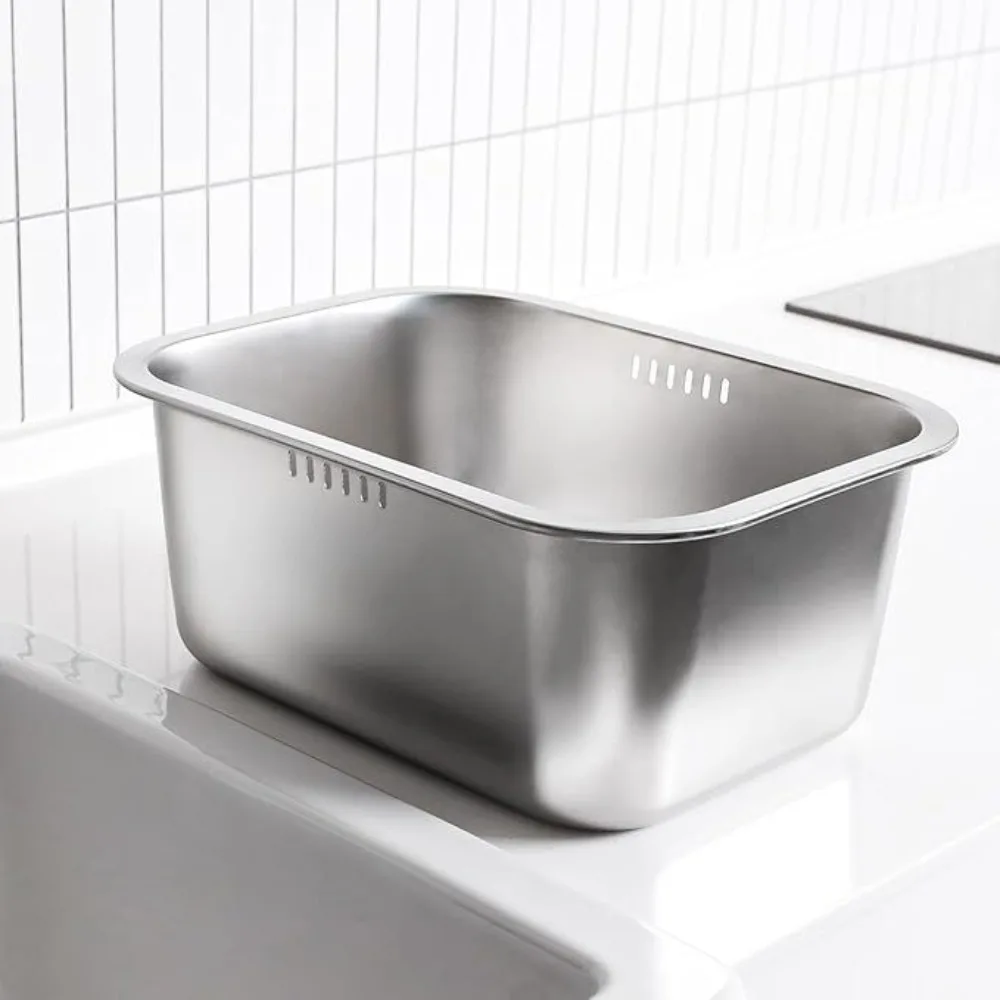 

10L Large Stainless Steel Dishpan, Portable Multipurpose Washing Basin for Kitchen Sink, Vegetable Dish Tub for Home Camping