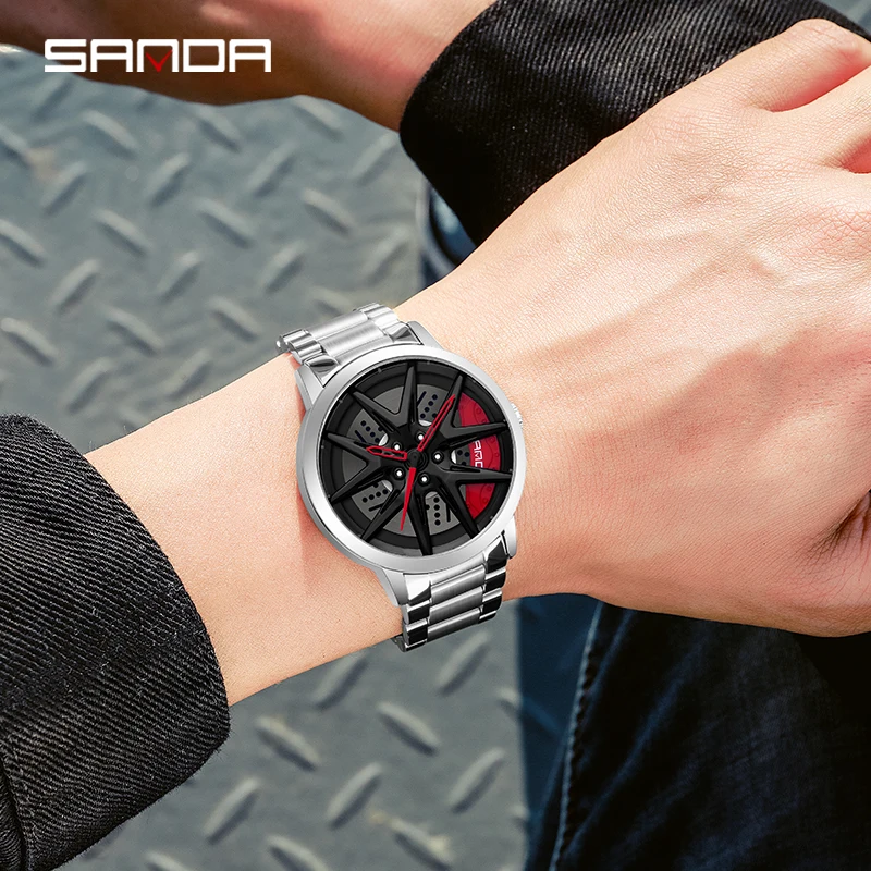 SANDA P1071-reloj deportivo de acero inoxidable para hombre, cronógrafo de pulsera de cuarzo hueco, Simple y creativo, a la moda, novedad de 2023