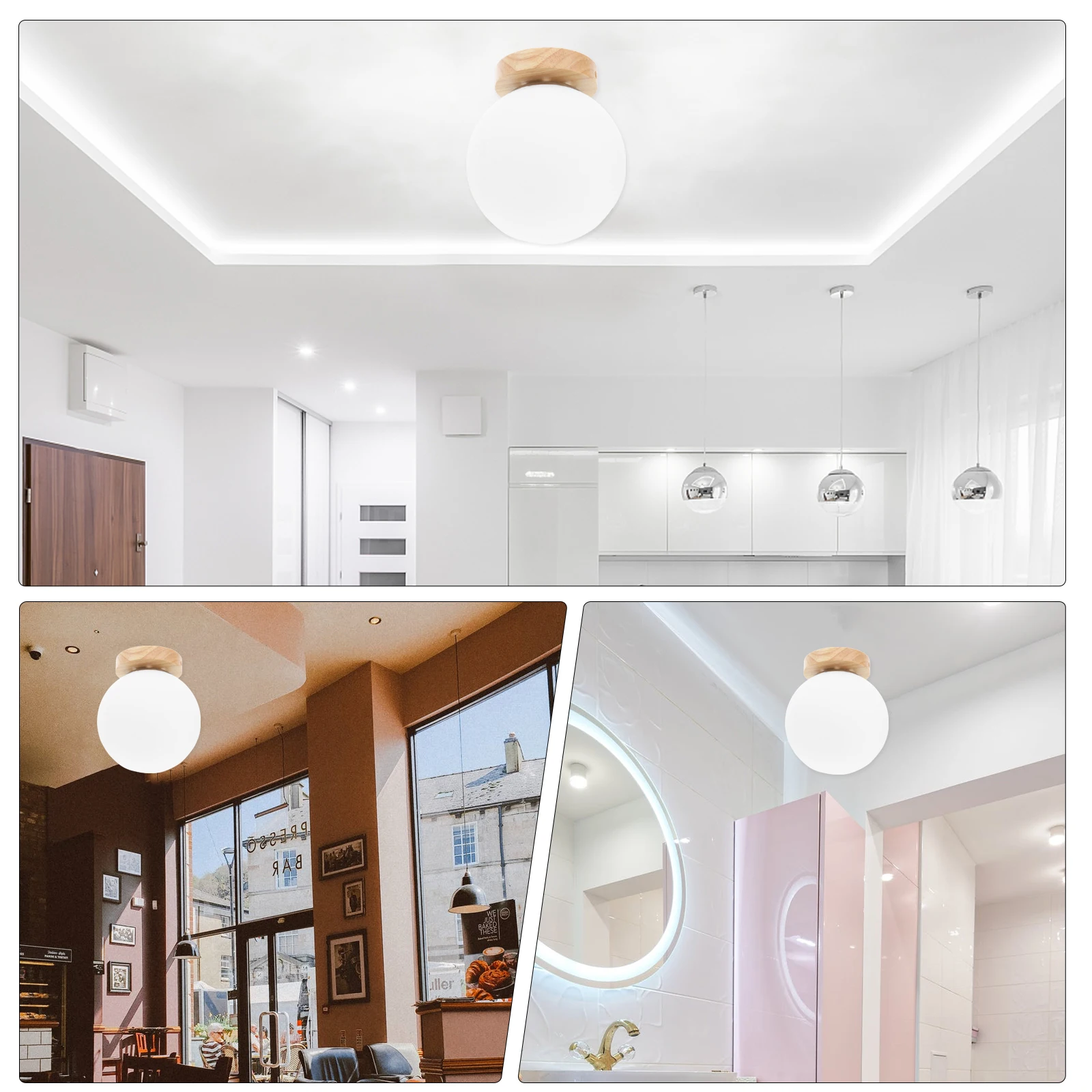 

Ceiling Light Environmental Friendly Warm Light Smooth Surface Durable Firm Base Replaceable Bulb Balcony Study Dining Room Lamp