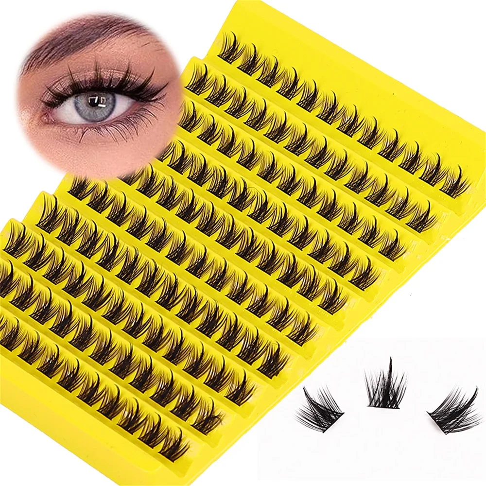 120PCS DIY Clusters Eyelash Extension Heat Bonded Dovetail Segmented Lashes Premade Fan Individual Natural Segmented Eyelashes