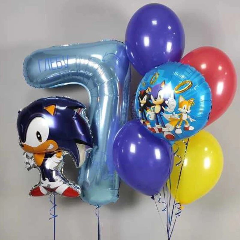 13pcs Blue Hedgehog Balloons Cartoon Soniks Balls Baby Shower Kids Favors Birthday Party Decorations Kids Baby Shower Supplies