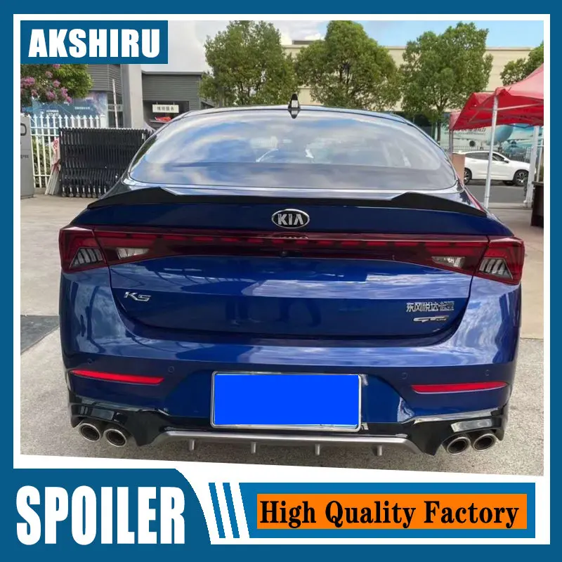 For KIA K5 optima 2020 2021 spoiler High ABS Plastic Gloosy Black Rear Trunk Boot Lip Spoiler Car Tail Wing Decoration V Style