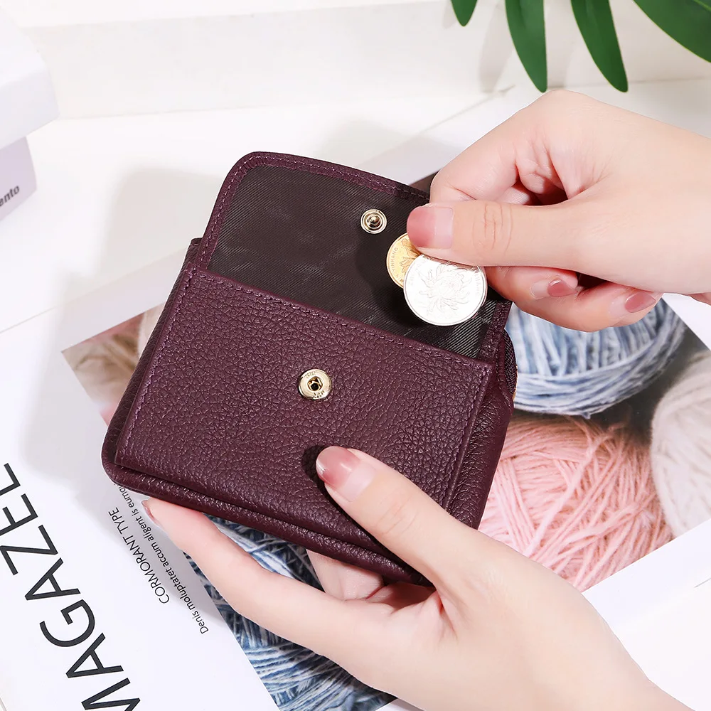 2023 New Cowhide Women's Purse Coin Purse Mini Zipper Coin Bag Wallet