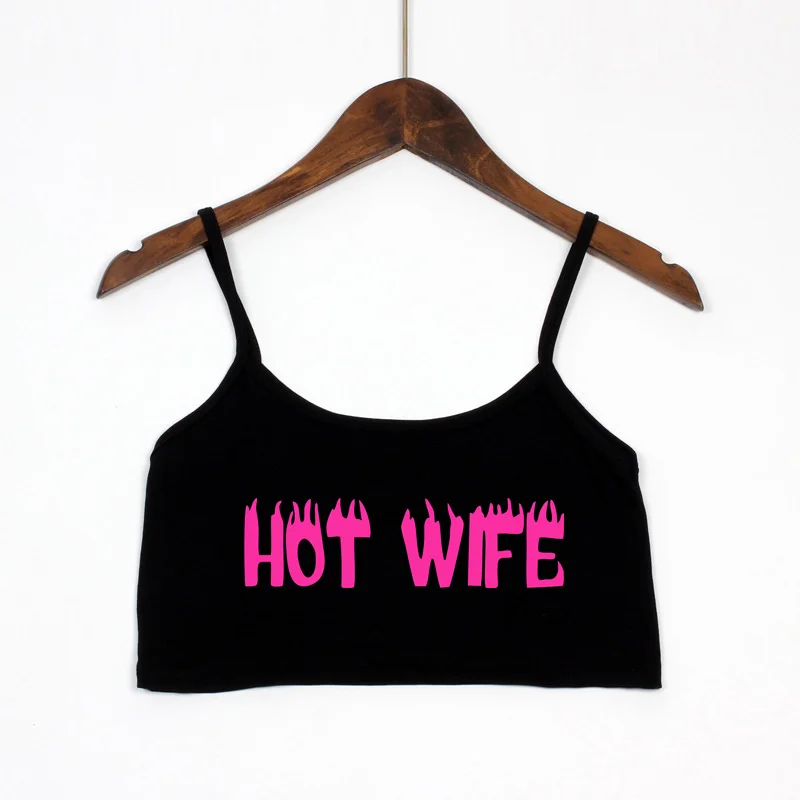 

HOT WIFE Hot Sexy Crop Top New Summer Women’s Streetwear Women Casual Clothes Elastic Camis Sleeveless Short Tank Top Bar