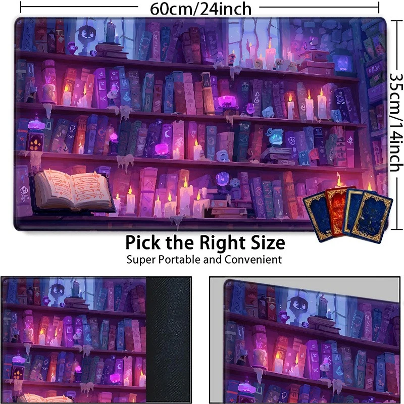 Magic Library and Fantasy Study Game Mat, suitable for trading card games and tabletop games, compatible with CCG/TCG