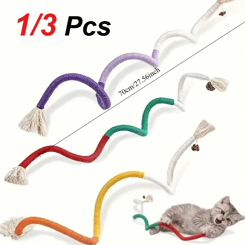 1/3 PCS Cotton Rope Cat Bite Toy for Removing Tartar, Cat Mint Rope for Indoor Cat Bite Sports Interaction Cat Bite Cleaning Toy