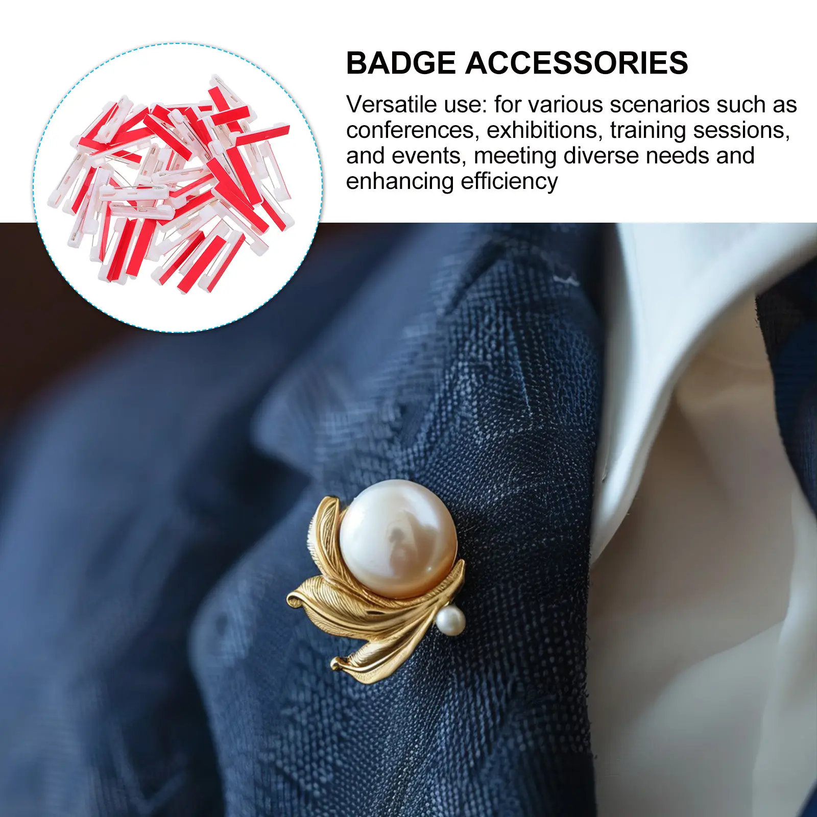 

200Pcs Plastic Badge Pin Holder Adhesive Backing Secure Lapel Pins for Work Conferences Exhibitions Events Name Tag Pins