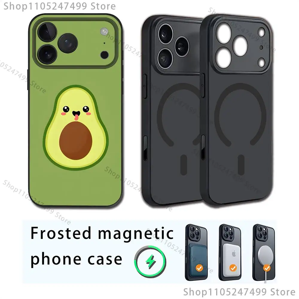 Cartoon cute avocado For iPhone 17,16,15,14,13,12,11,Plus,Pro,Max Mini For Magsafe Magnetic Wireless Charging Phone Case