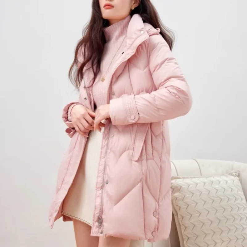 

Casual Winter coat female Simple down jacket thick warm commuting parka Korean loose outerwear thick mid-length Women jacket