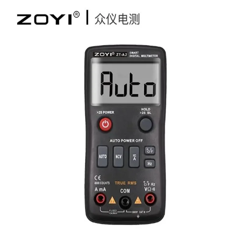 ZOYI ZT-A2 volautomatisch bereik uiterst nauwkeurige digitale multimeter NCV-meting anti-brandende kleine digitale multimeter