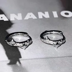 Stainless Steel Aesthetic Zircon Crystal Hoop Earrings For Women Egirl New Y2K 2000S Cool Daily Wear Jewelry Accessorie
