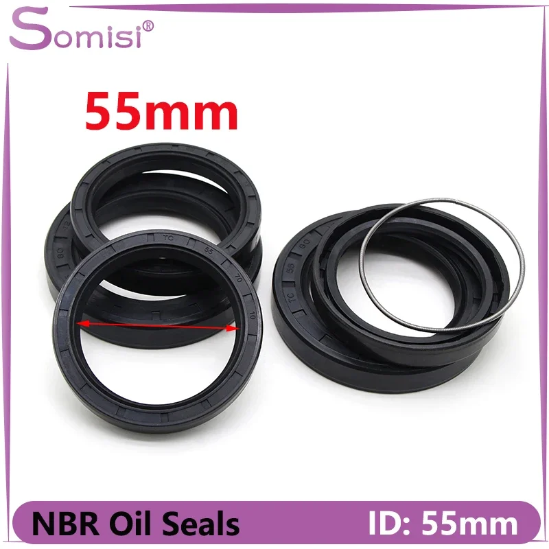 1pcs ID 55mm NBR Oil Seal TC-70/72/75/78/80/82/85/90/95/100/110*8/9/10/12mm Nitrile Shaft Double Lip Gaskets Rubber Seal