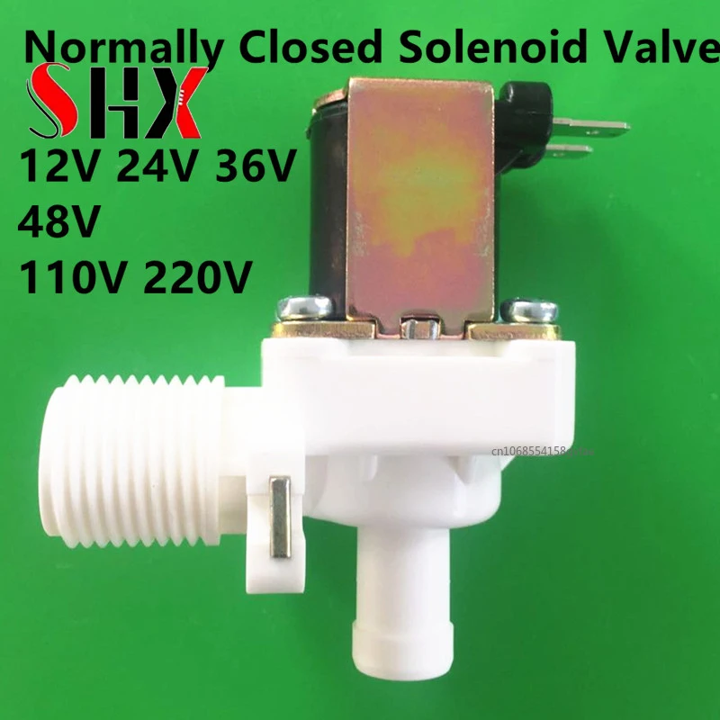 12 Voltios DC 12V 24V 36V 48V AC 110V 220V Vertical Normally Closed Solenoid Valve Water Inlet 1/2