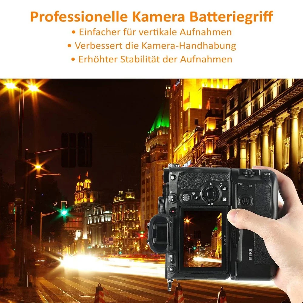 Meike-MK-A9 Vertical Tiro Multi-função Battery Grip para Sony A9, A7III, A7R III Camera