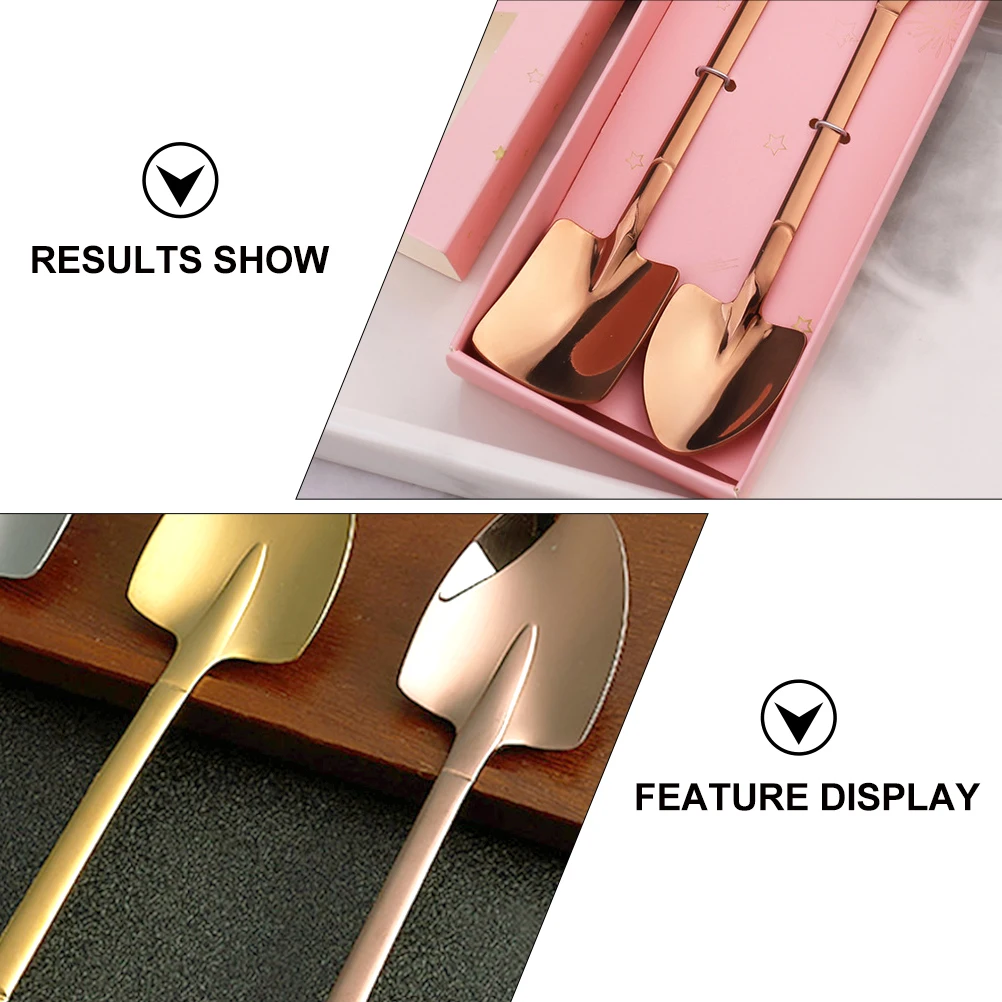 

2Pcs Coffee Dessert Spoon Stainless Steel Kitchen Scoops Cappuccino Stirrer Premium Design Suitable Restaurants Home